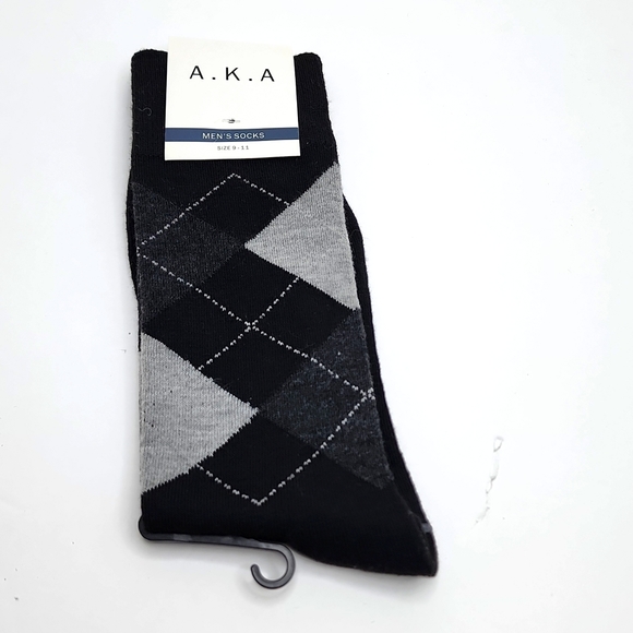 MENS ARGYLE BLACK AND GREY SOCKS, SIZE 9-11 - Picture 3 of 6